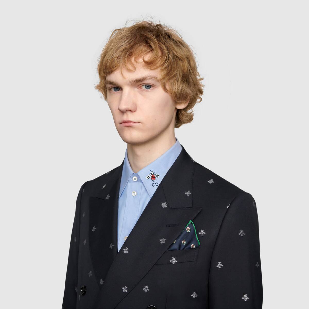 Gucci Interlocking GG Print Pocket Square in Midnight Blue
