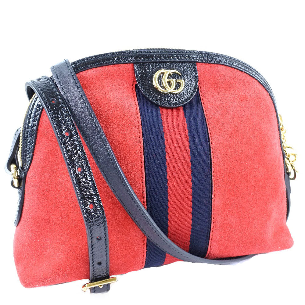 GUCCI Shoulder Bag 499621 Suede, Leather Red Ofidia Women Used