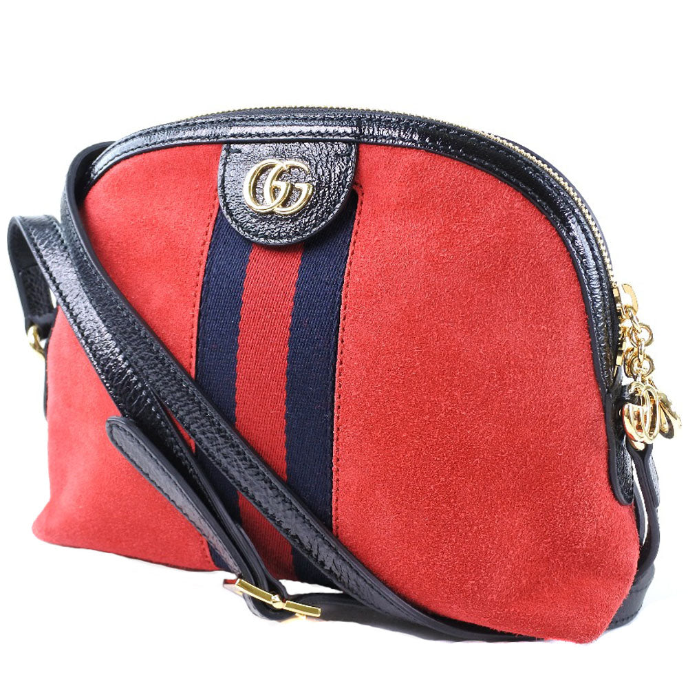 GUCCI Shoulder Bag 499621 Suede, Leather Red Ofidia Women Used