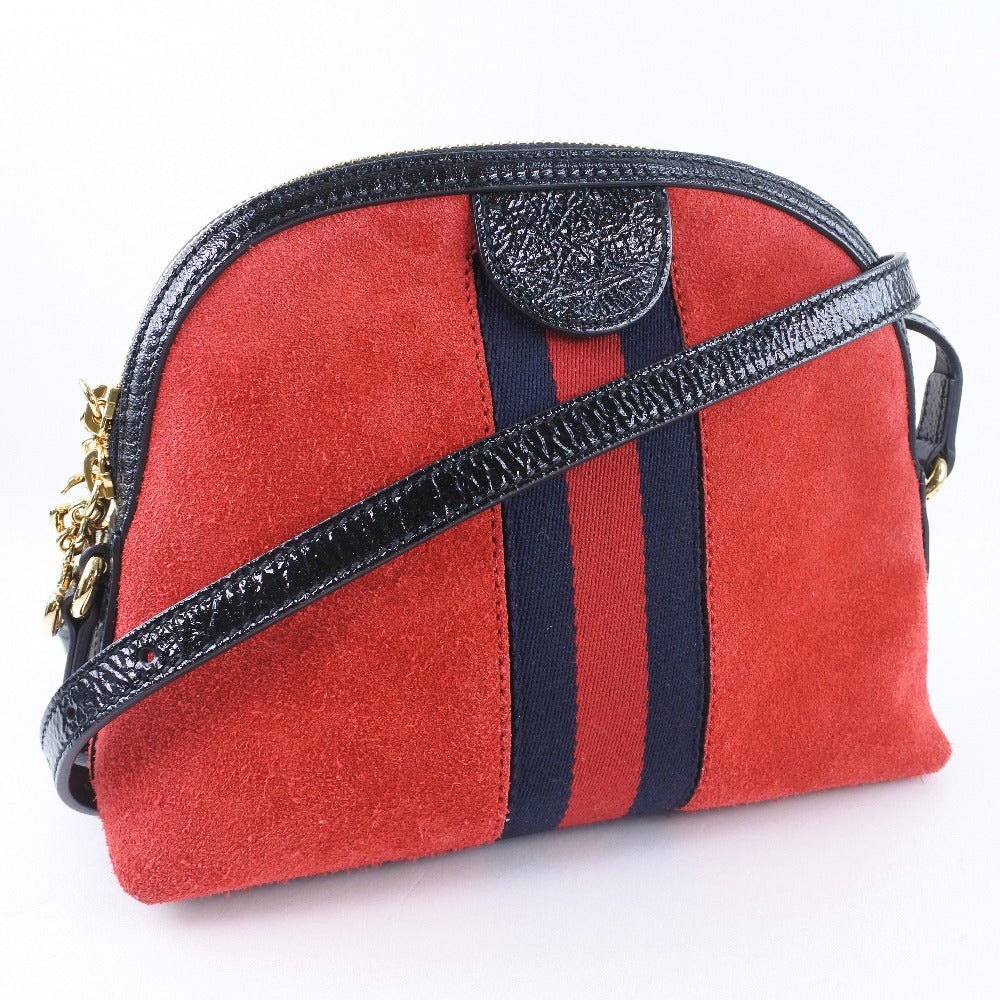GUCCI Shoulder Bag 499621 Suede, Leather Red Ofidia Women Used