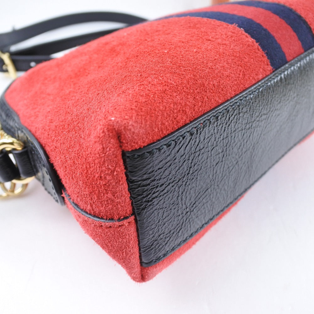 GUCCI Shoulder Bag 499621 Suede, Leather Red Ofidia Women Used