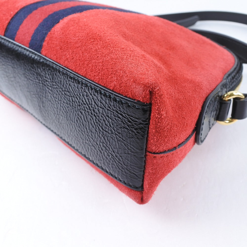 GUCCI Shoulder Bag 499621 Suede, Leather Red Ofidia Women Used