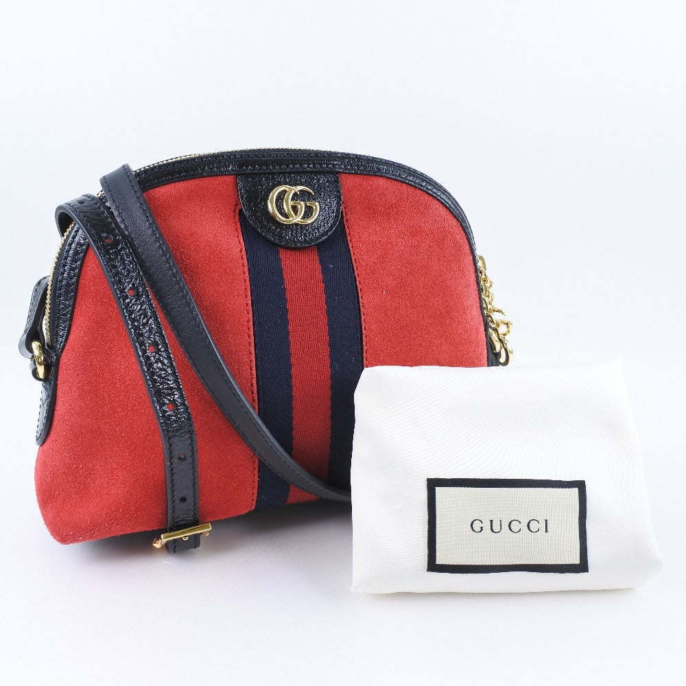 GUCCI Shoulder Bag 499621 Suede, Leather Red Ofidia Women Used