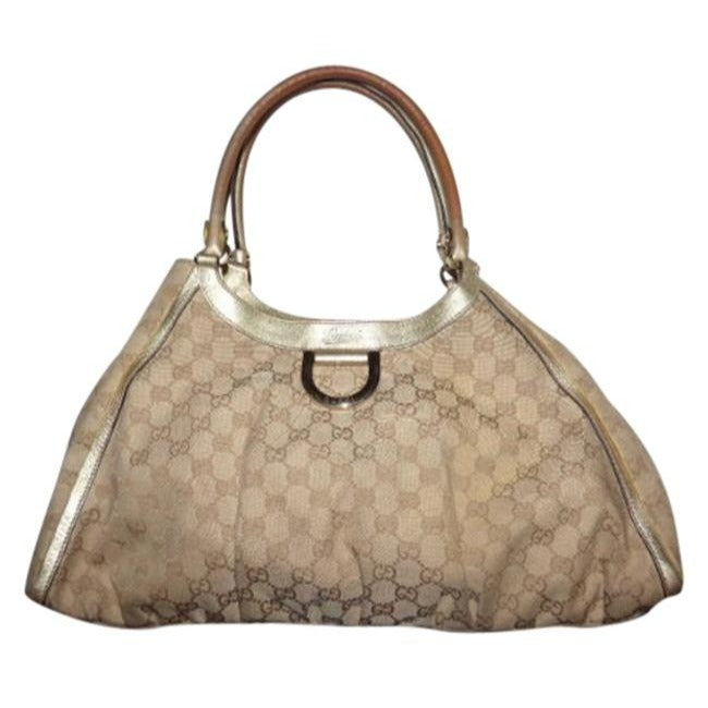 Gucci Abbey Guccissima Print D Ring Brown Leather Shoulder Bag