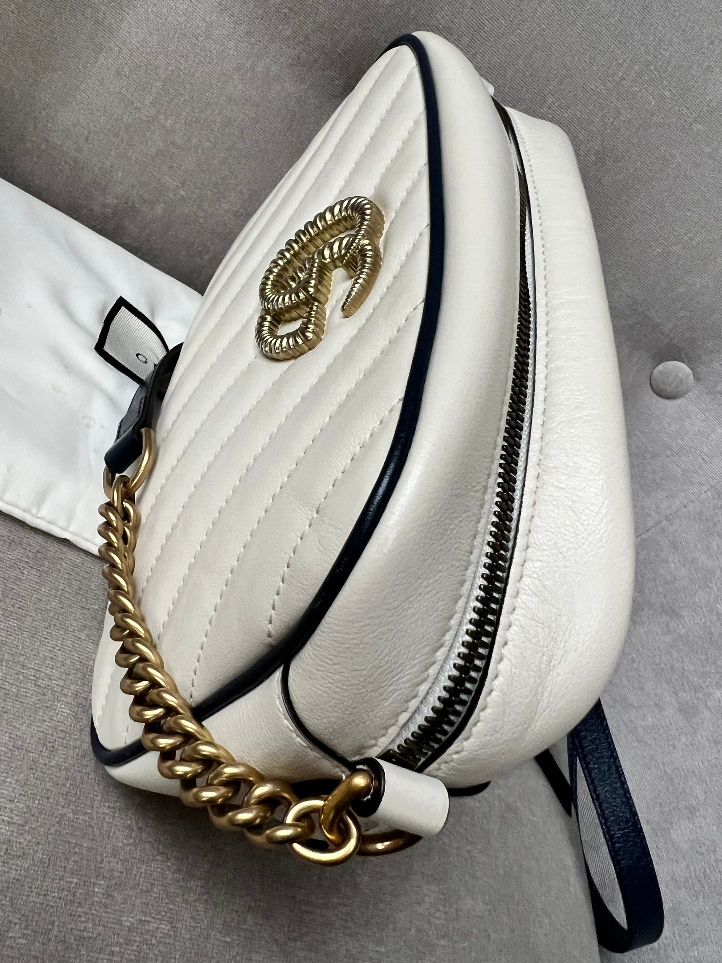 Gucci Torchon GG White Marmont Small Shoulder Bag (RRP £1180)