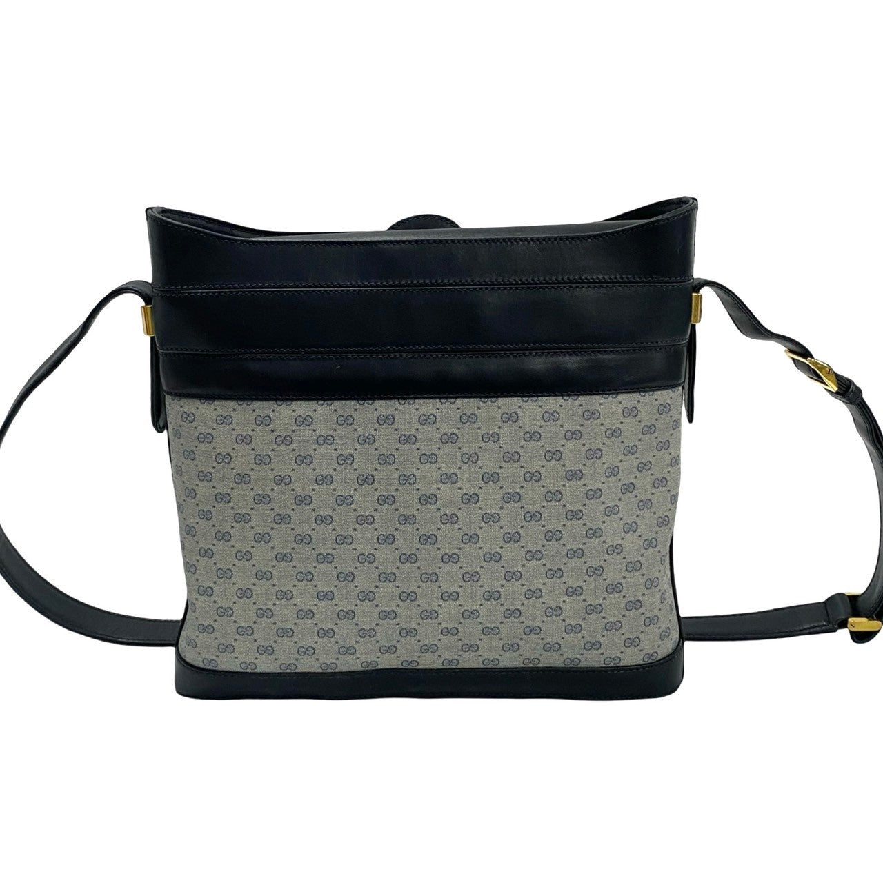 GUCCI Shoulder Bag Leather, PVC Navy Micro GG logo Metal Women Used