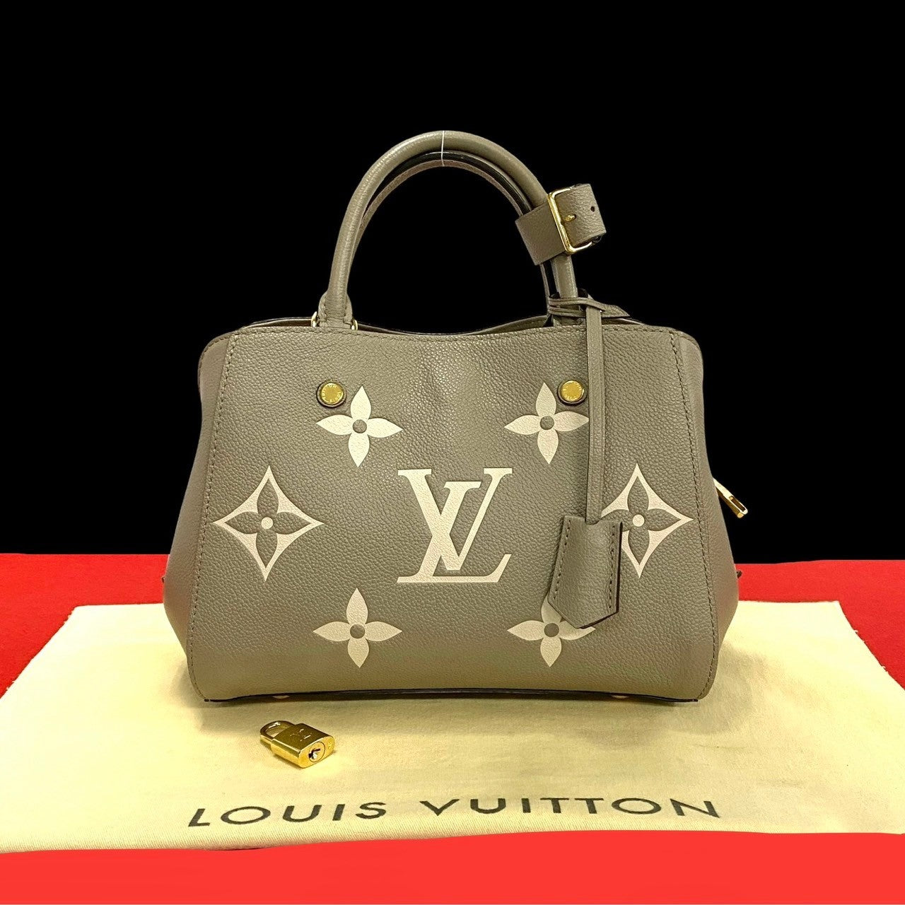 LOUIS VUITTON Handbag leather beige Monogram Ann Platt Montaigne BB Women Used