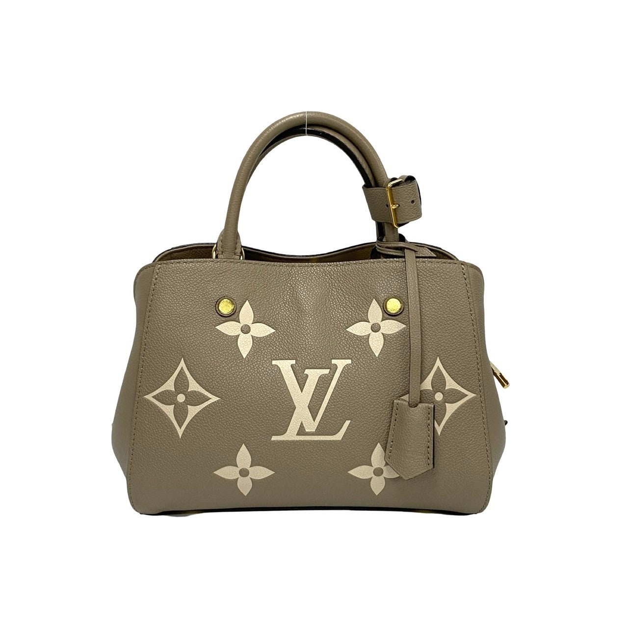 LOUIS VUITTON Handbag leather beige Monogram Ann Platt Montaigne BB Women Used