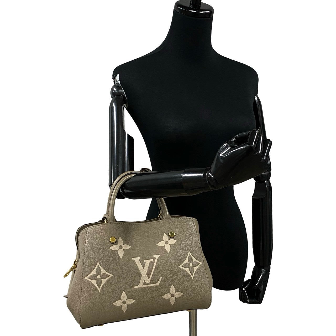 LOUIS VUITTON Handbag leather beige Monogram Ann Platt Montaigne BB Women Used