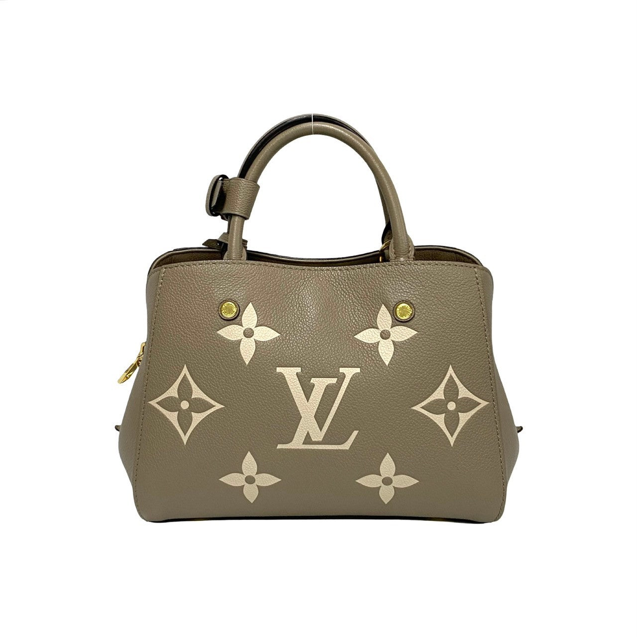 LOUIS VUITTON Handbag leather beige Monogram Ann Platt Montaigne BB Women Used