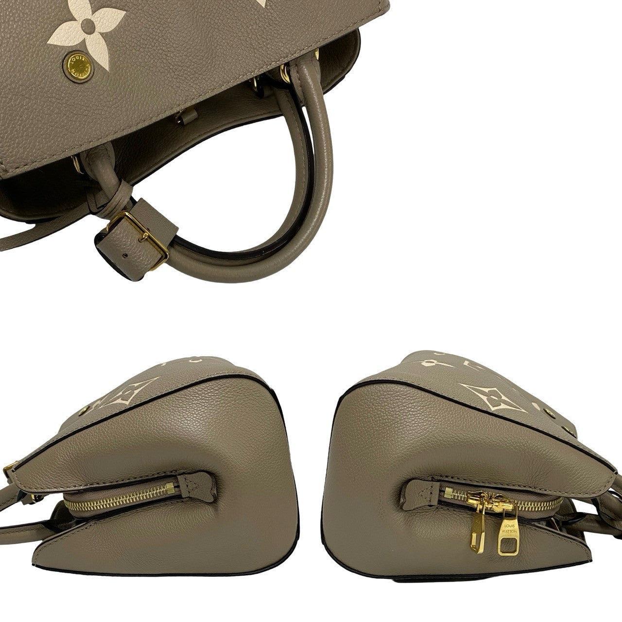 LOUIS VUITTON Handbag leather beige Monogram Ann Platt Montaigne BB Women Used