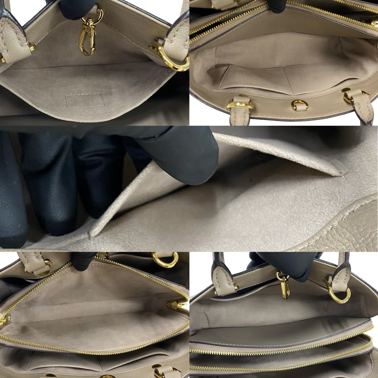 LOUIS VUITTON Handbag leather beige Monogram Ann Platt Montaigne BB Women Used