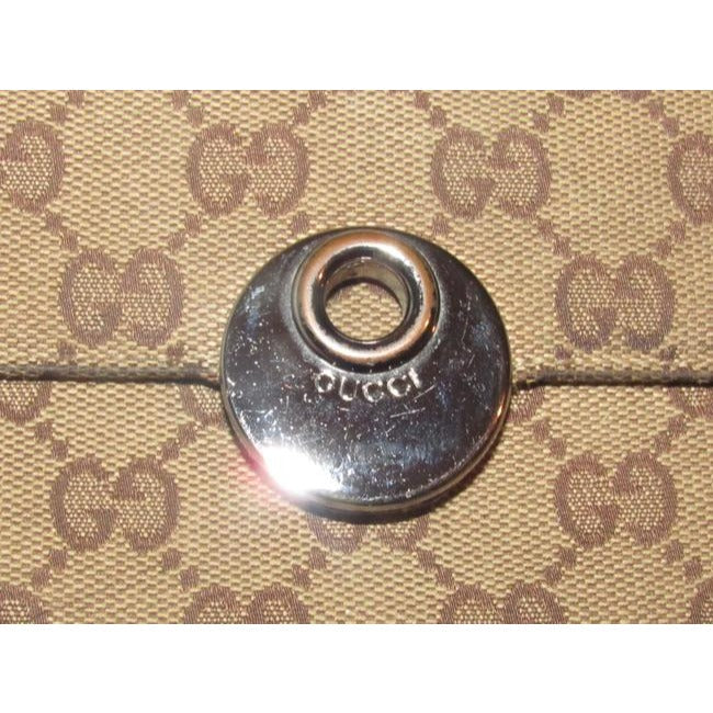 Gucci Brown Large G Logo Print Canvas And Brown Leather Vintage Wallet