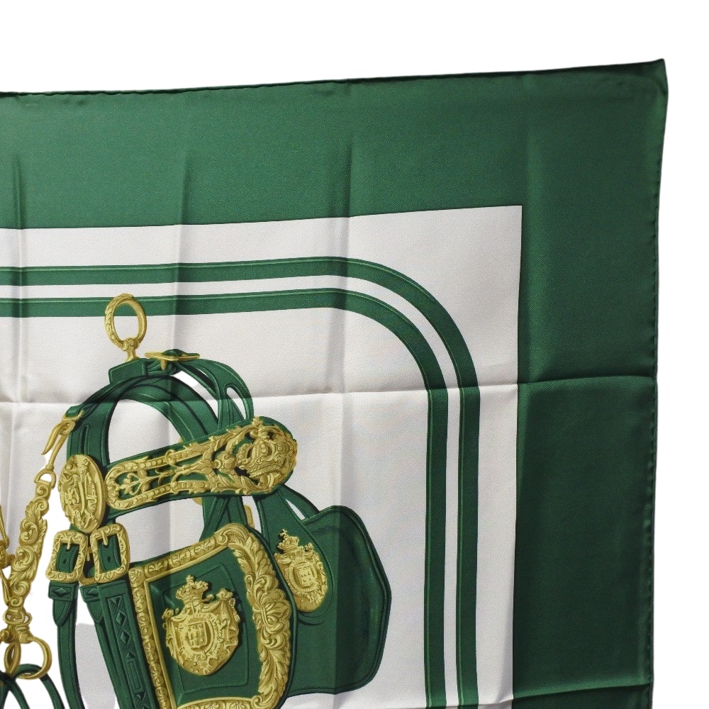 HERMES scarf silk green Carre90 Women Used