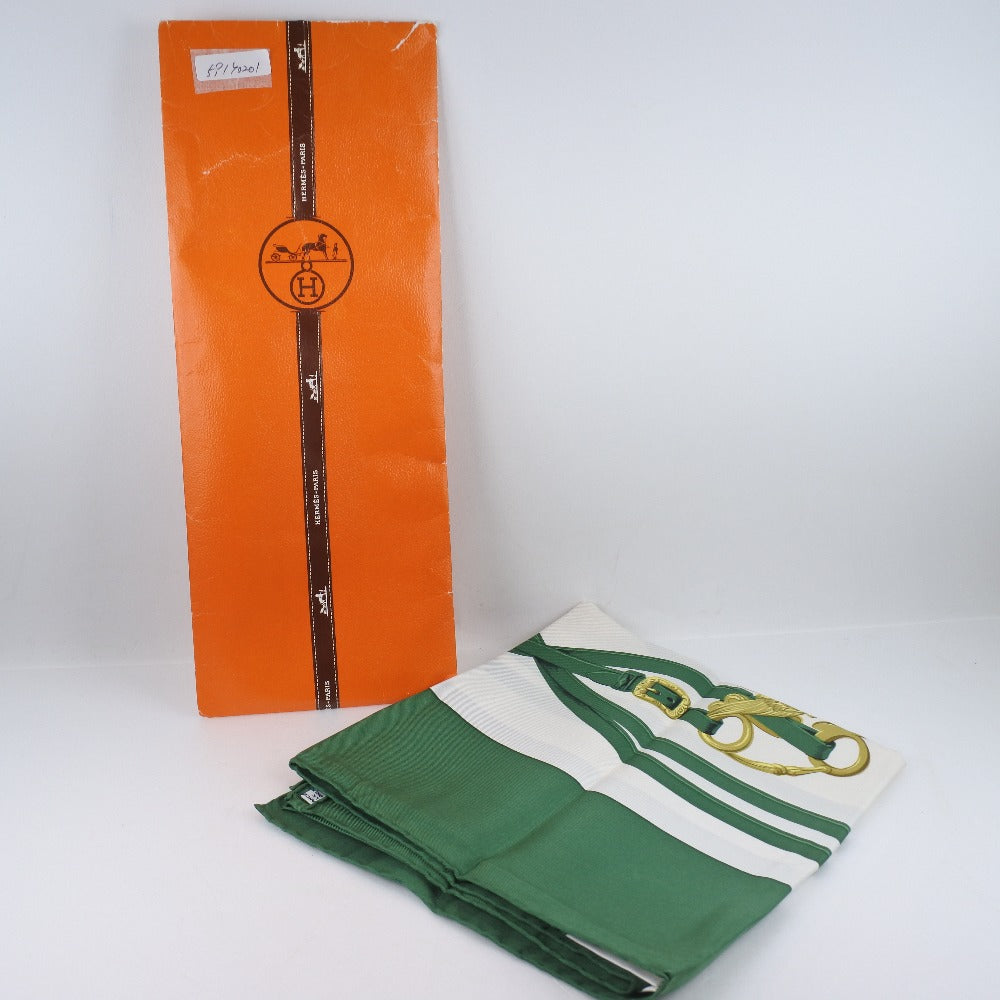 HERMES scarf silk green Carre90 Women Used