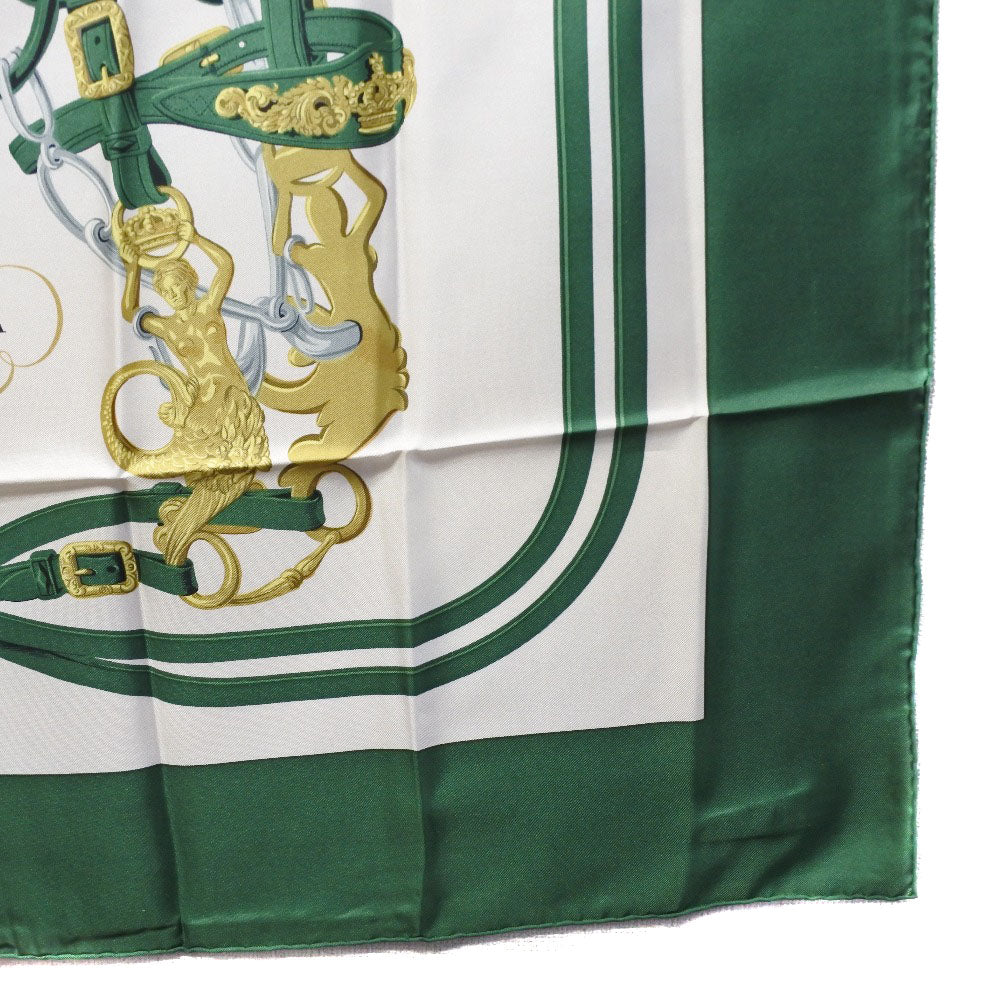 HERMES scarf silk green Carre90 Women Used