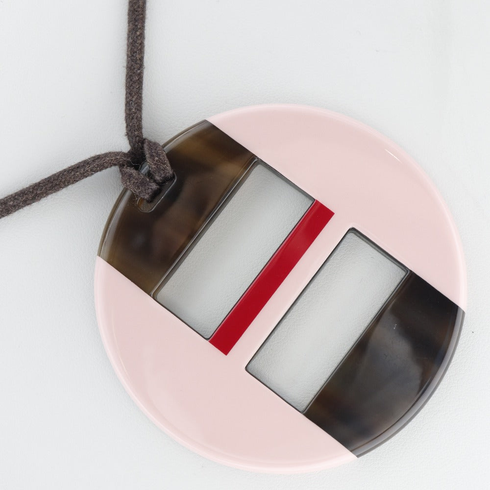 HERMES Necklace Buffalo horn Brown Women Used