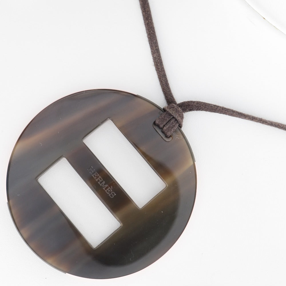 HERMES Necklace Buffalo horn Brown Women Used