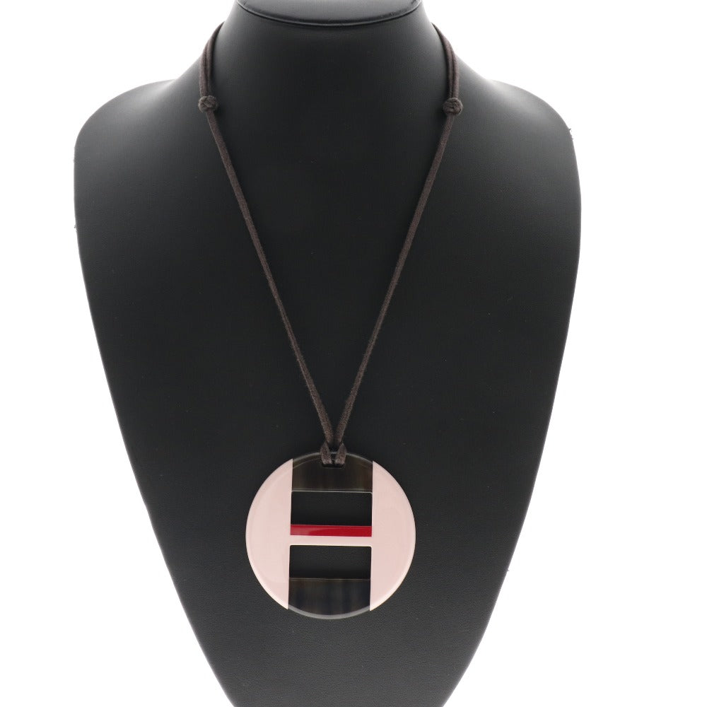 HERMES Necklace Buffalo horn Brown Women Used