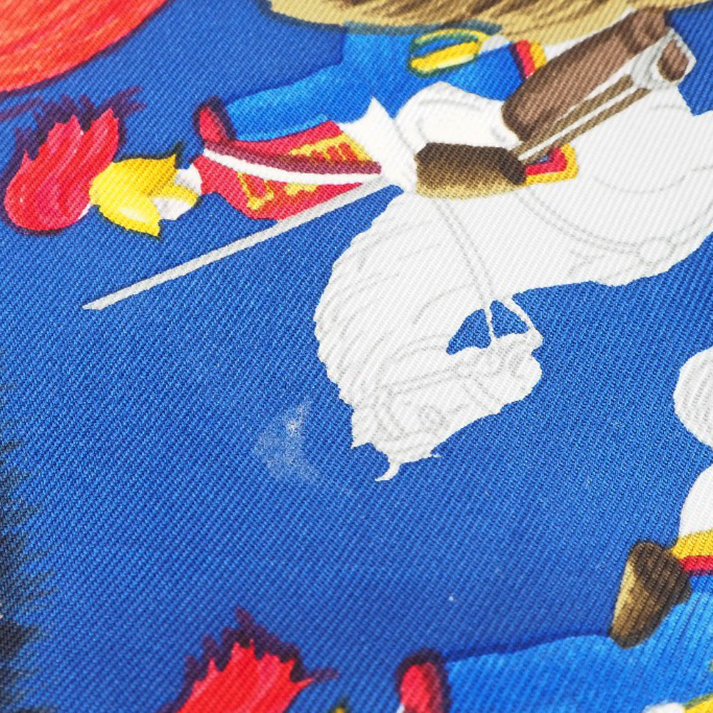 HERMES scarf silk Red A faceless helmet CASQUES et PLUMETS Carre90 Women Used