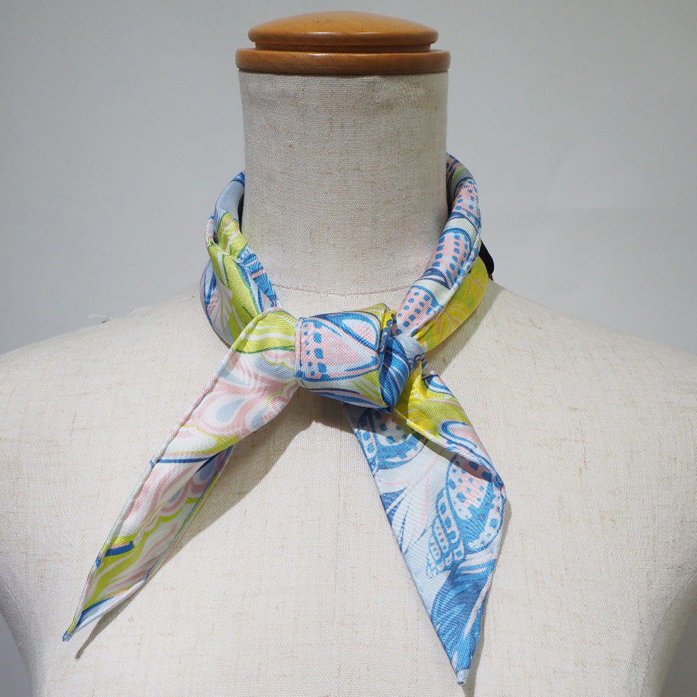 HERMES scarf silk blue dance pacific Rosan Junano Women Used