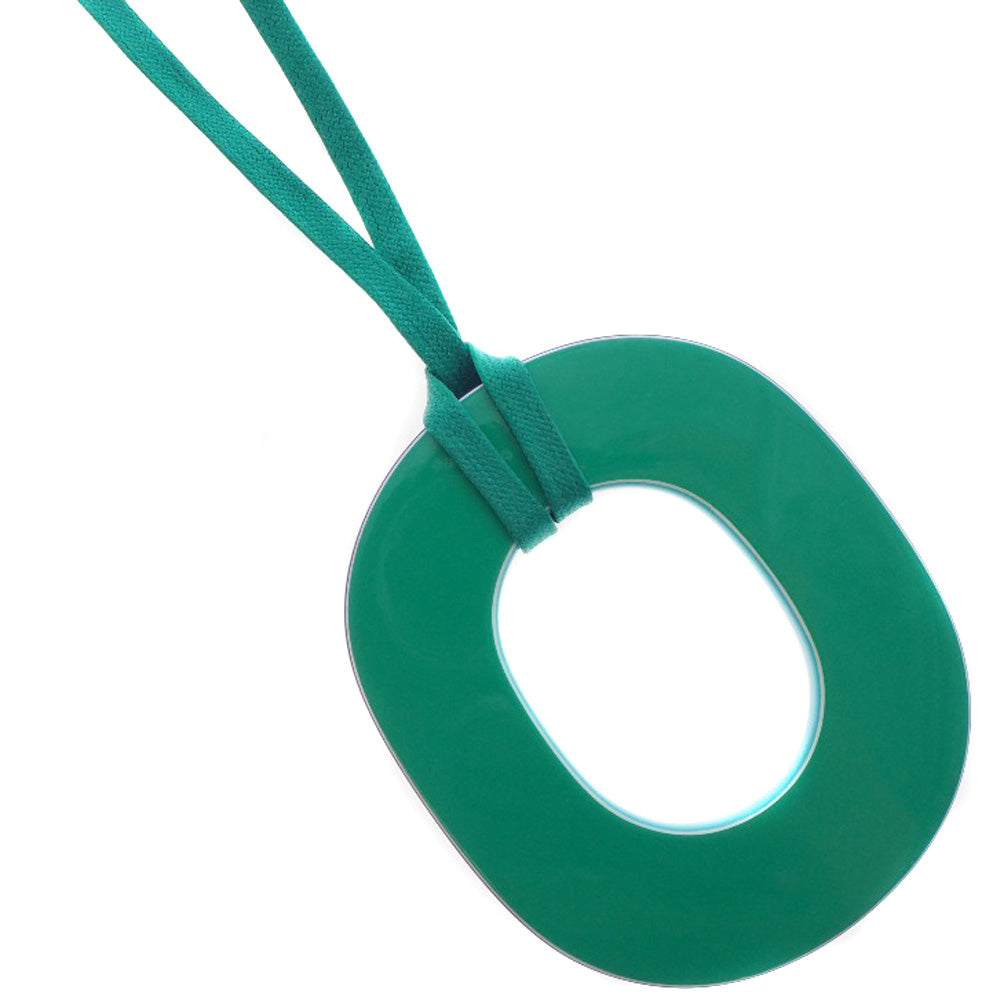 HERMES Necklace 052880FL Lacquer, Silk Green Ism Pigman Women Used