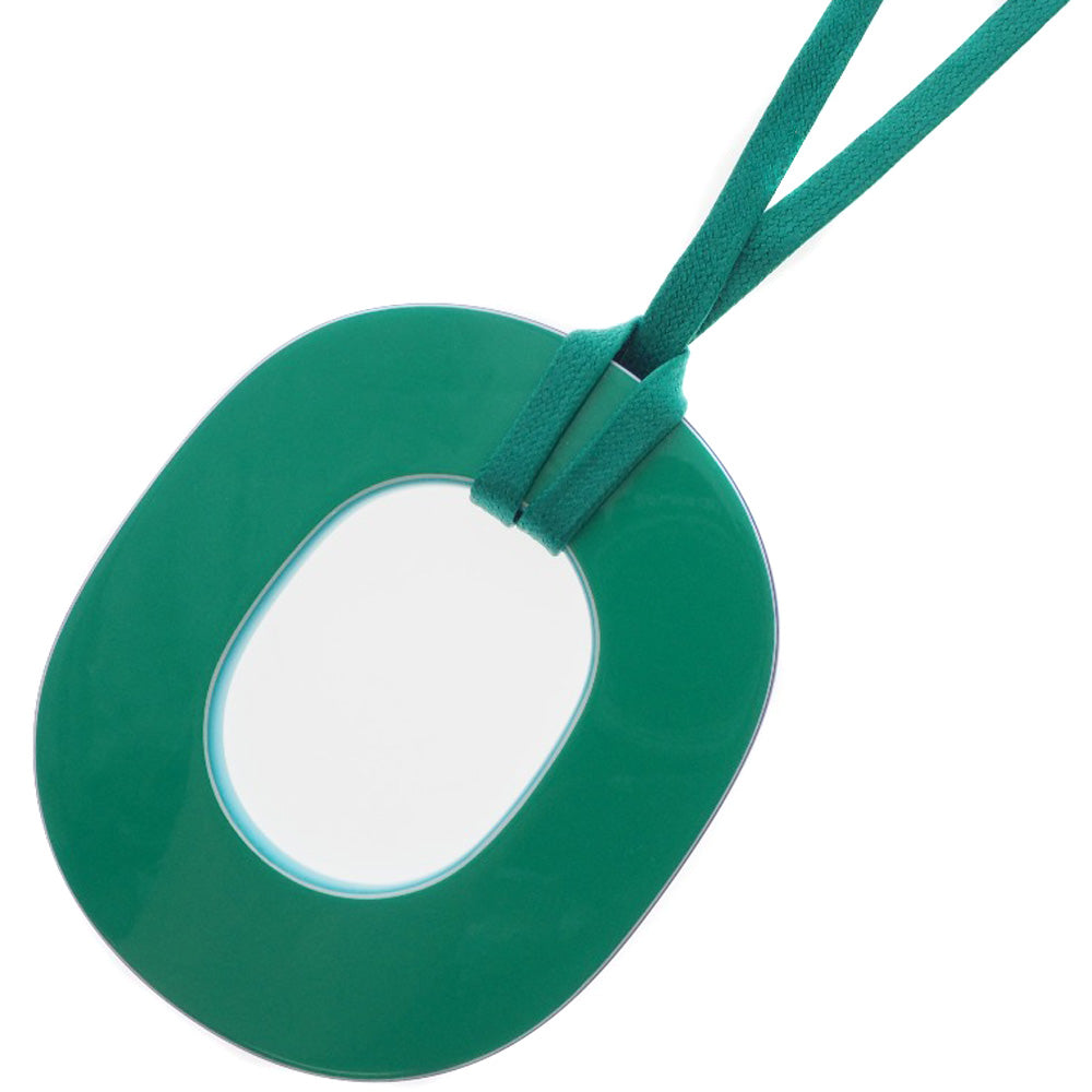 HERMES Necklace 052880FL Lacquer, Silk Green Ism Pigman Women Used