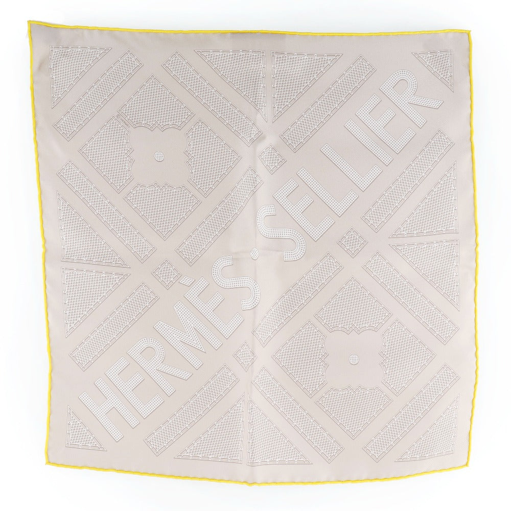 HERMES scarf silk beige gavroche serie Carre45 Women Used
