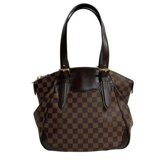 LOUIS VUITTON Handbag Leather, PVC Brown Damier Verona MM Women Used