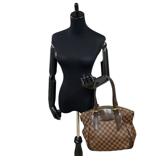LOUIS VUITTON Handbag Leather, PVC Brown Damier Verona MM Women Used