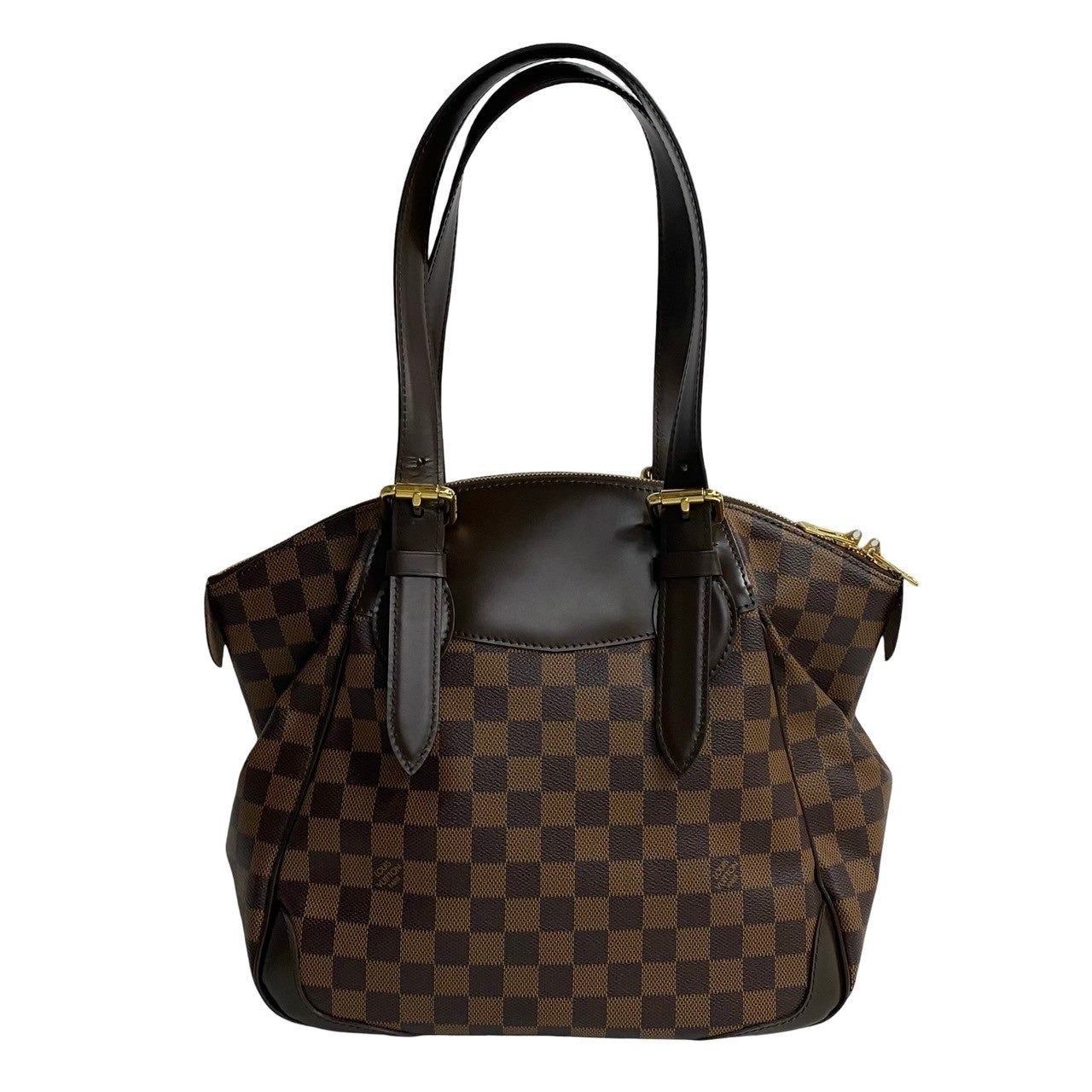 LOUIS VUITTON Handbag Leather, PVC Brown Damier Verona MM Women Used