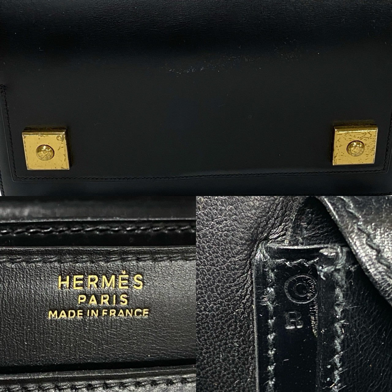 HERMES Handbag Boxcalf, Leather black piano Women Used