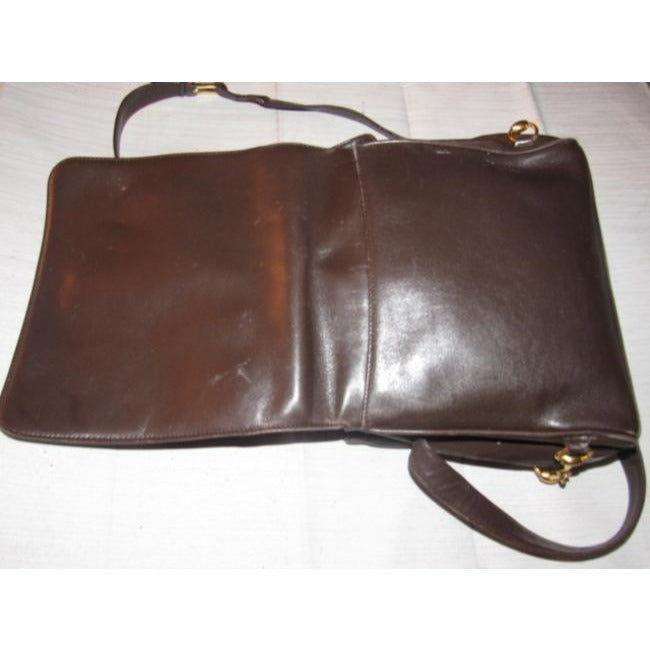 Gucci Vintage Brown Leather With Gold Equestrian Accents Cross Body Bag