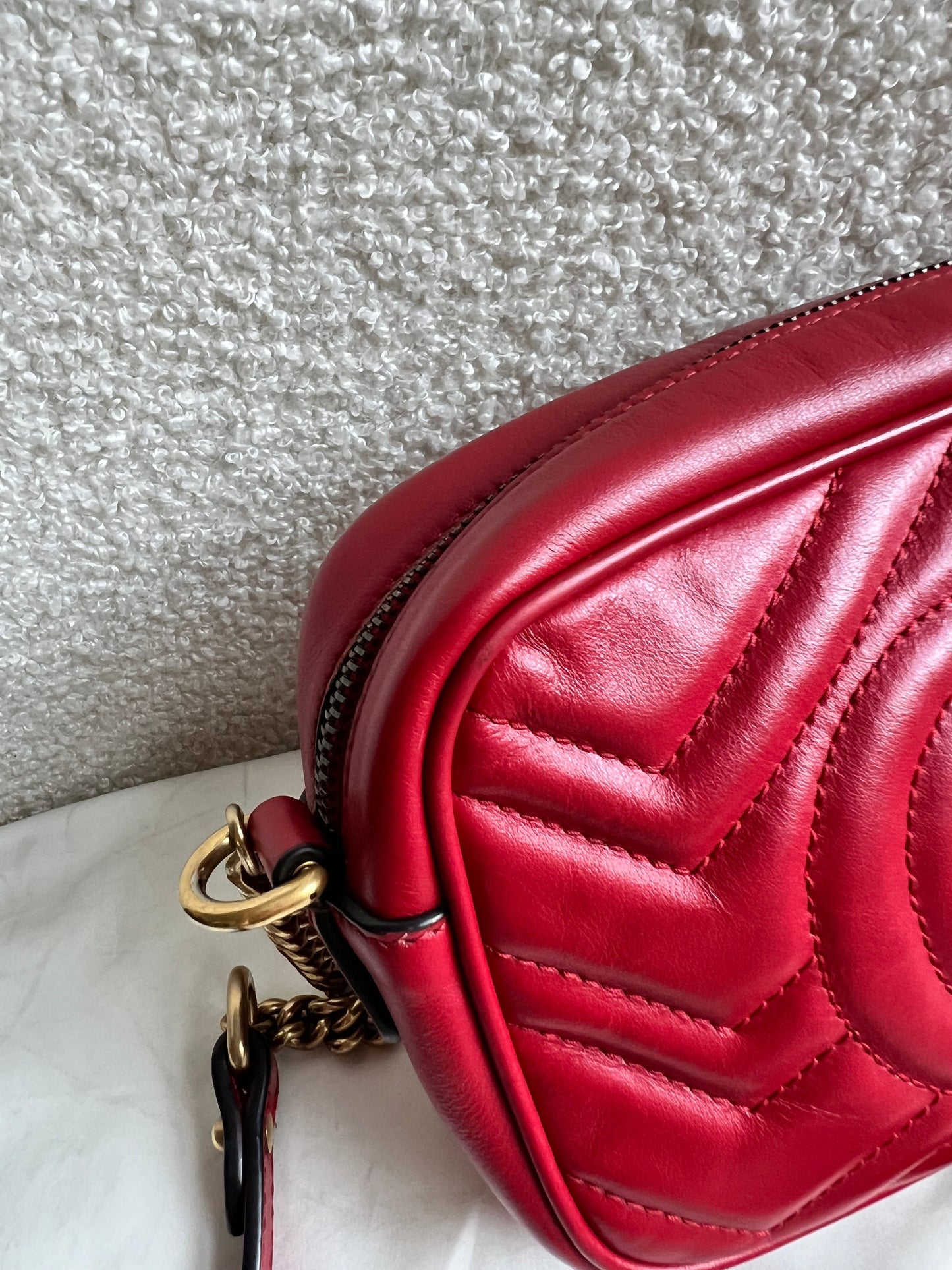 Gucci GG Hibiscus Red Marmont Mini Shoulder Bag (RRP £1220)