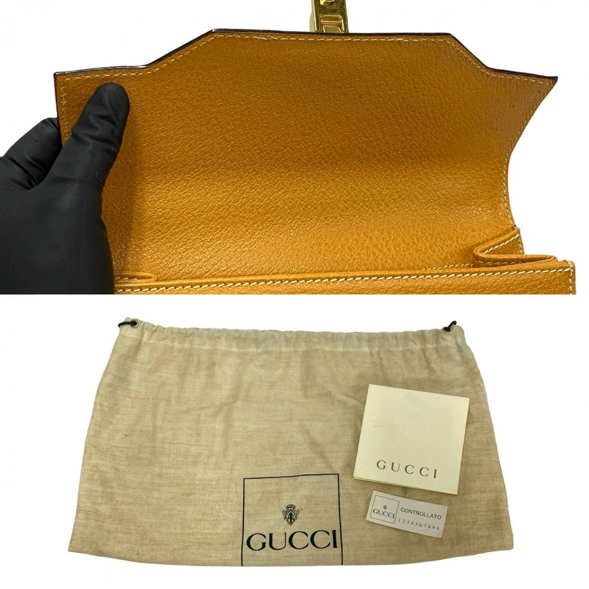 GUCCI Shoulder Bag leather yellow Ready lock Women Used