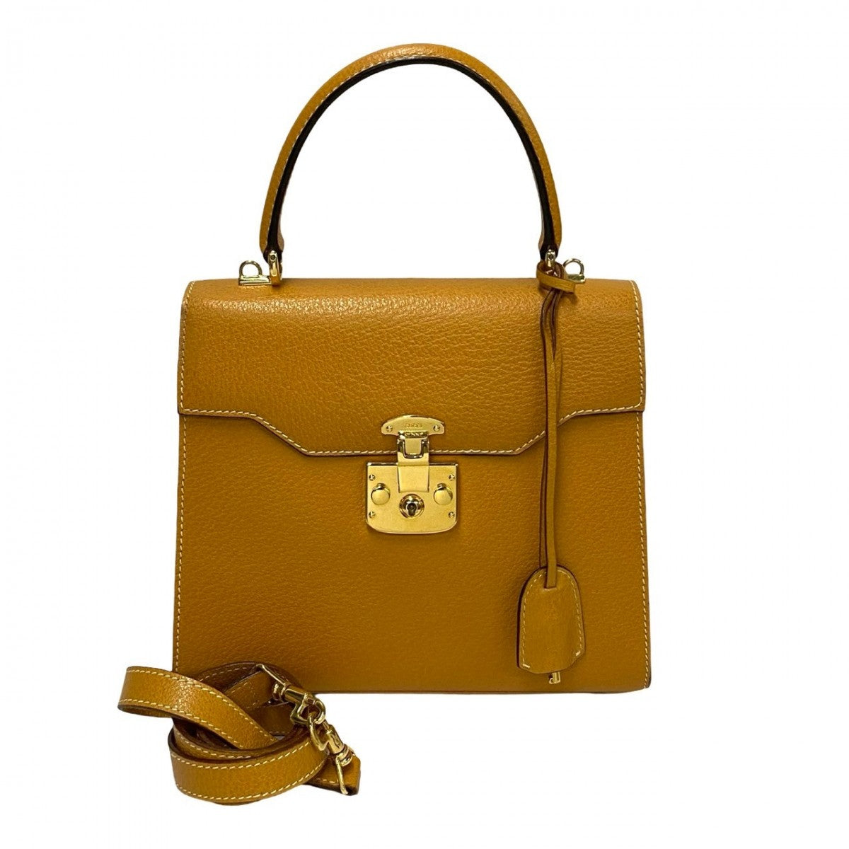 GUCCI Shoulder Bag leather yellow Ready lock Women Used
