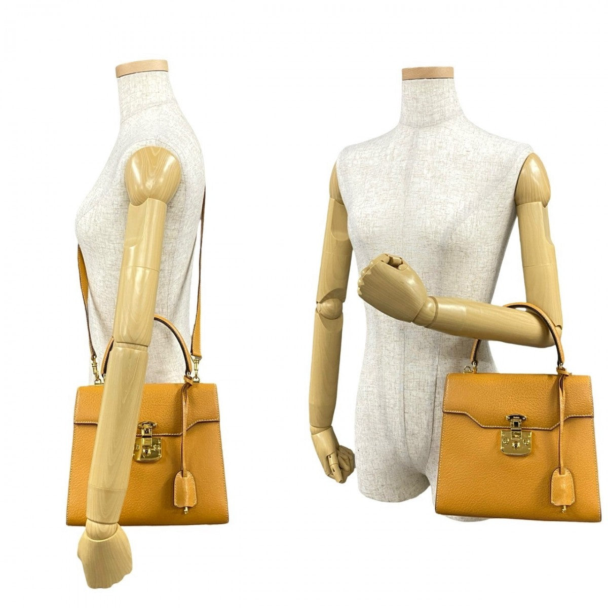 GUCCI Shoulder Bag leather yellow Ready lock Women Used