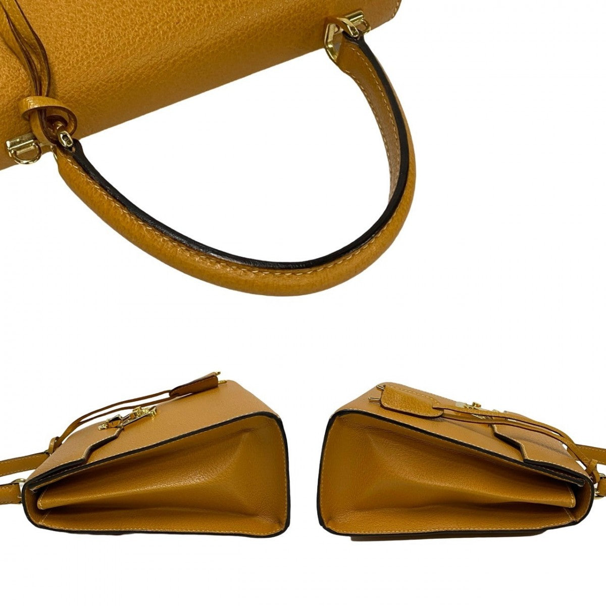 GUCCI Shoulder Bag leather yellow Ready lock Women Used