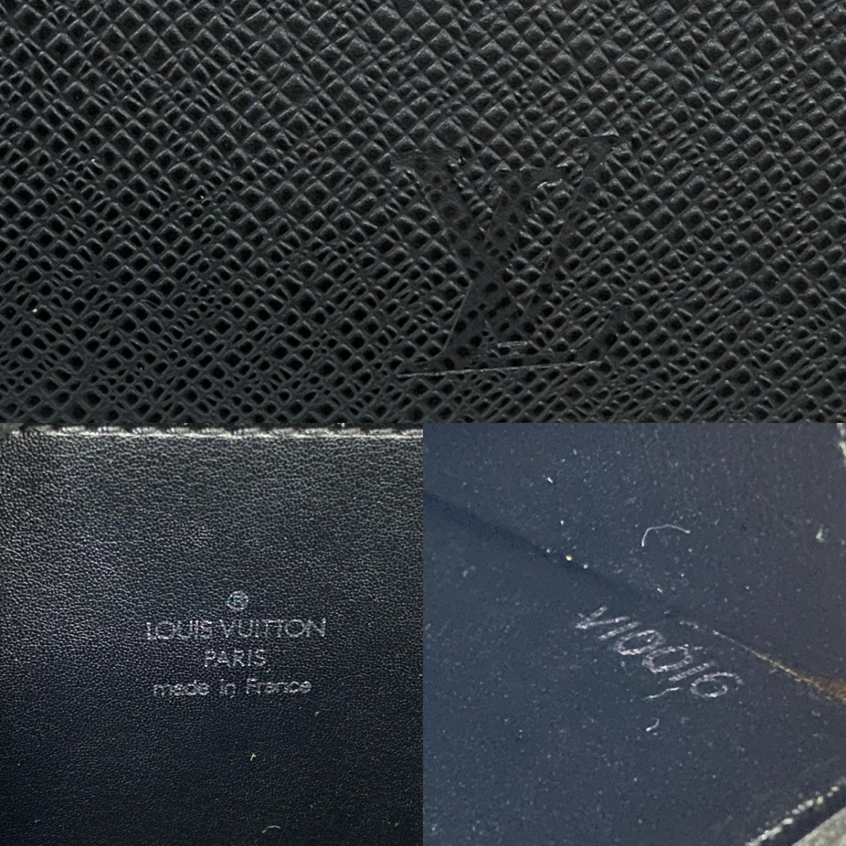 LOUIS VUITTON Business bag Taiga black Taiga Porto Documan Rozan mens Used