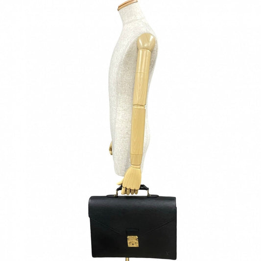 LOUIS VUITTON Business bag leather black Epi Serviette Ambassador mens Used