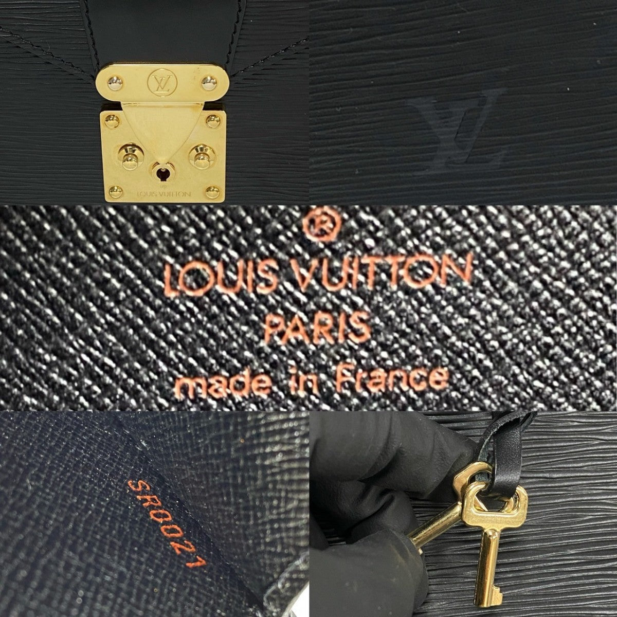 LOUIS VUITTON Business bag leather black Epi Serviette Ambassador mens Used