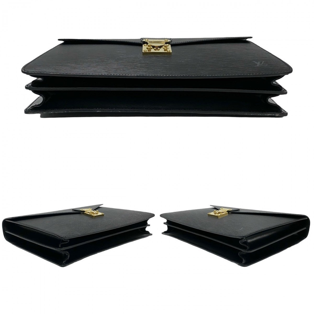 LOUIS VUITTON Business bag leather black Epi Serviette Ambassador mens Used