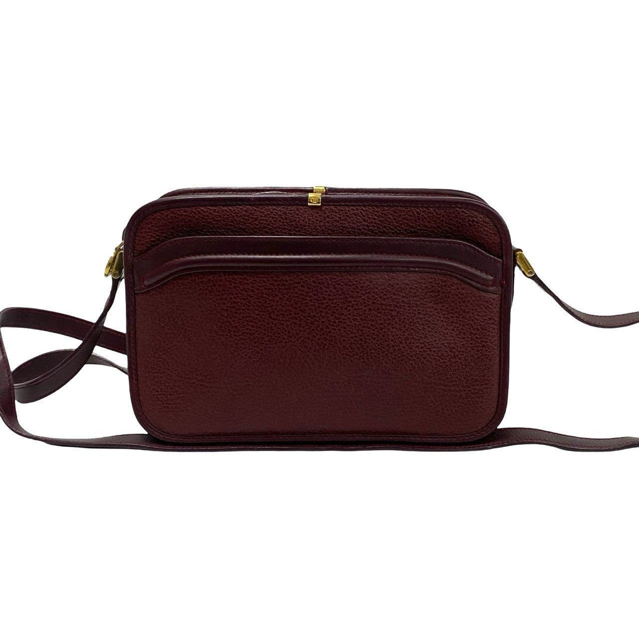 GUCCI Shoulder Bag leather wine-red GG logo Metal Women Used