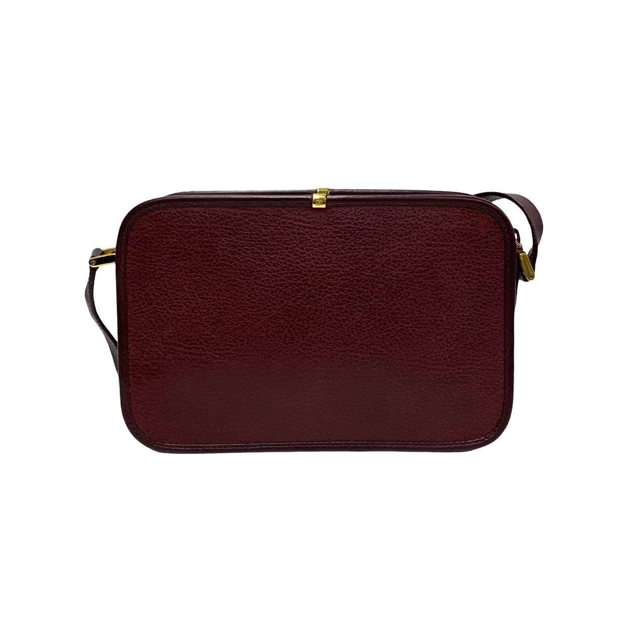 GUCCI Shoulder Bag leather wine-red GG logo Metal Women Used