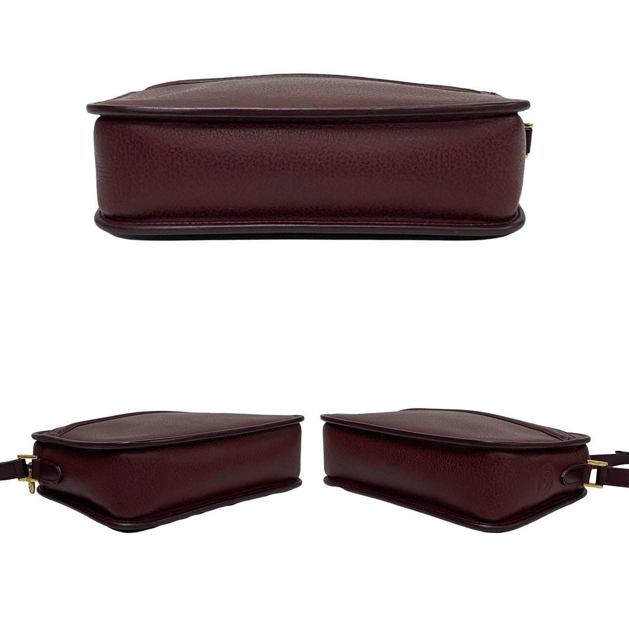GUCCI Shoulder Bag leather wine-red GG logo Metal Women Used
