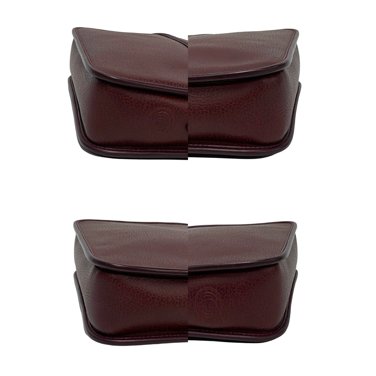 GUCCI Shoulder Bag leather wine-red GG logo Metal Women Used