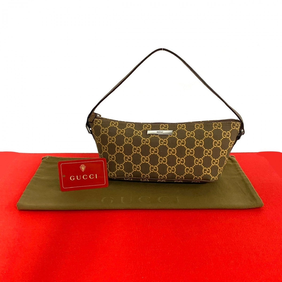 GUCCI Handbag Canvas, Leather Brown GG logo Women Used