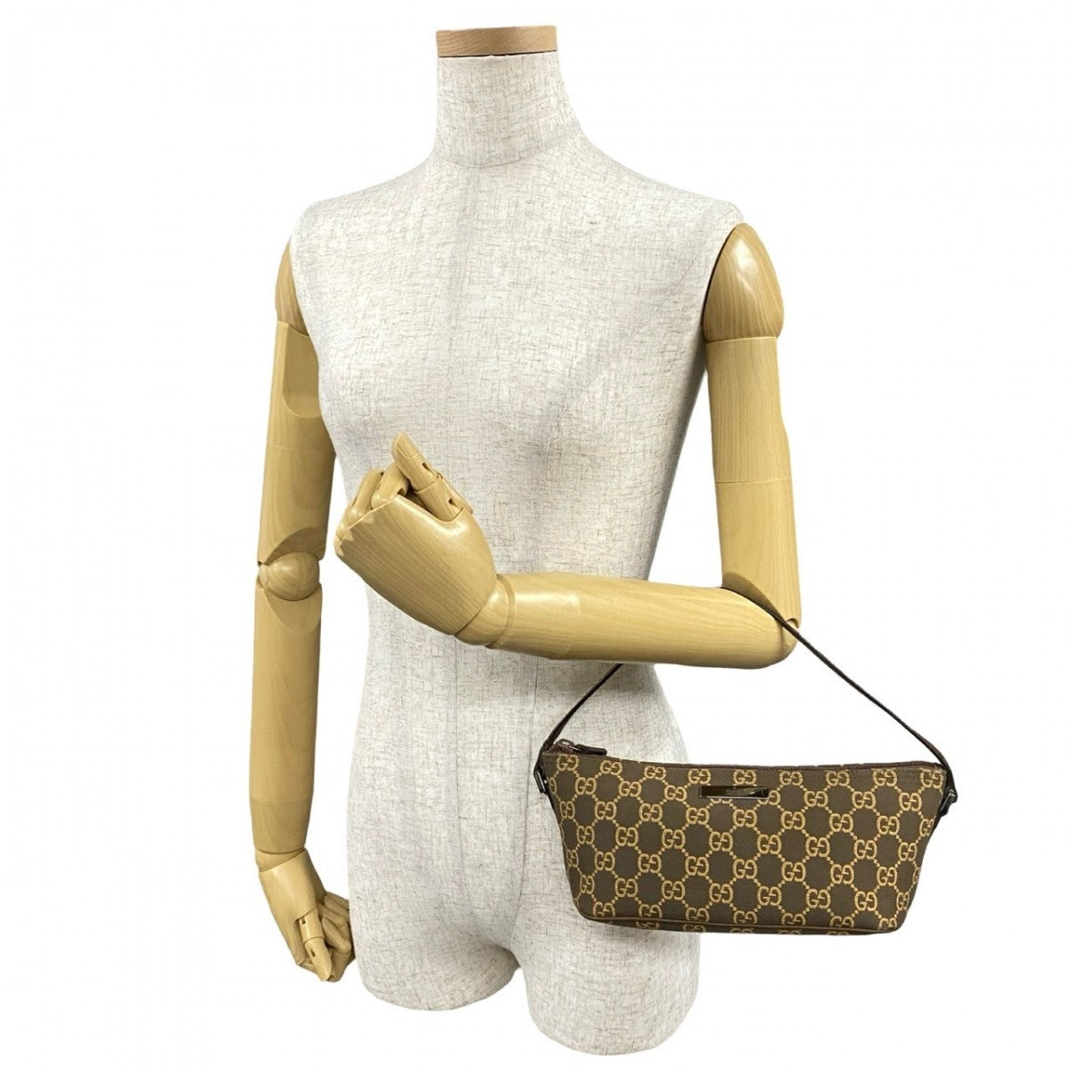 GUCCI Handbag Canvas, Leather Brown GG logo Women Used