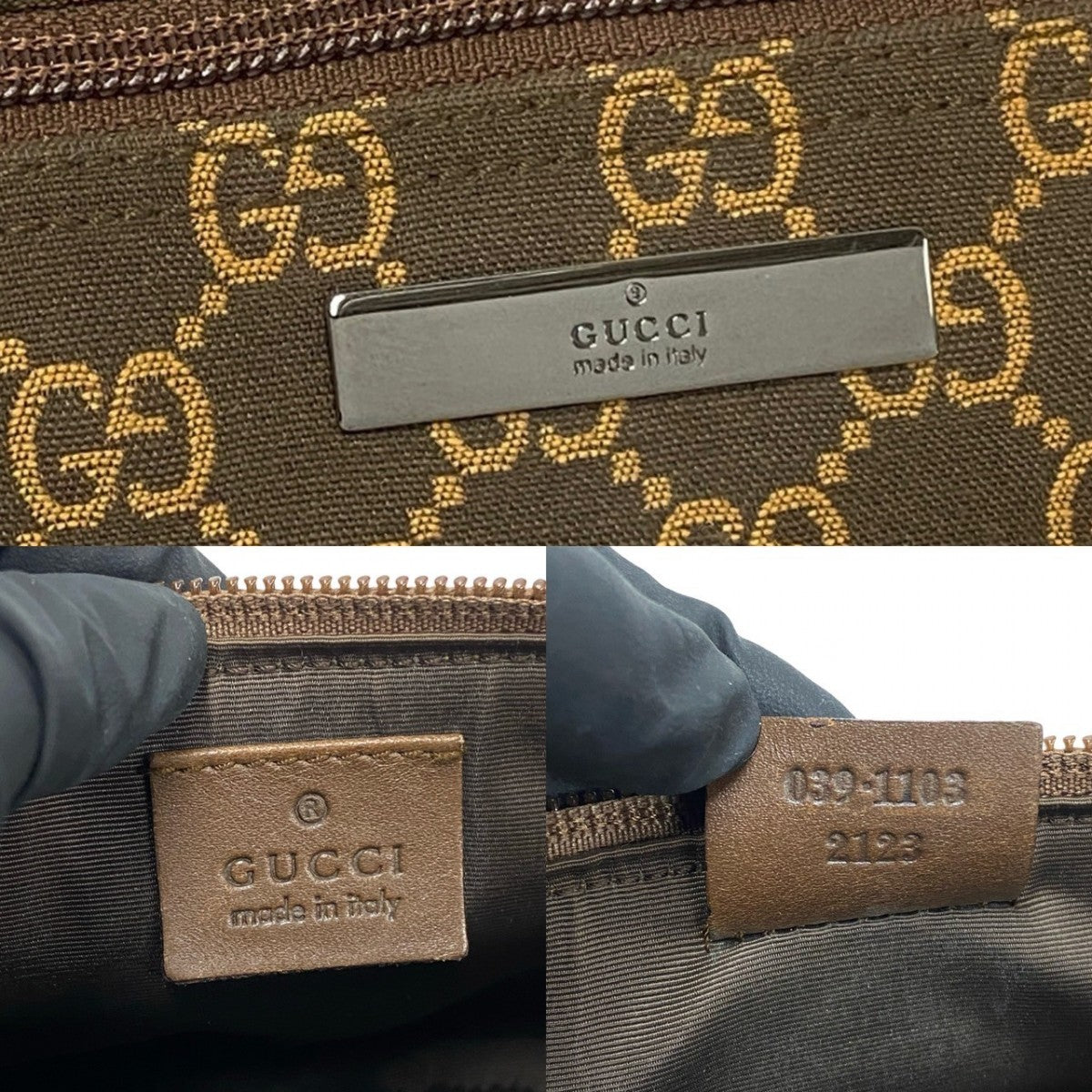 GUCCI Handbag Canvas, Leather Brown GG logo Women Used