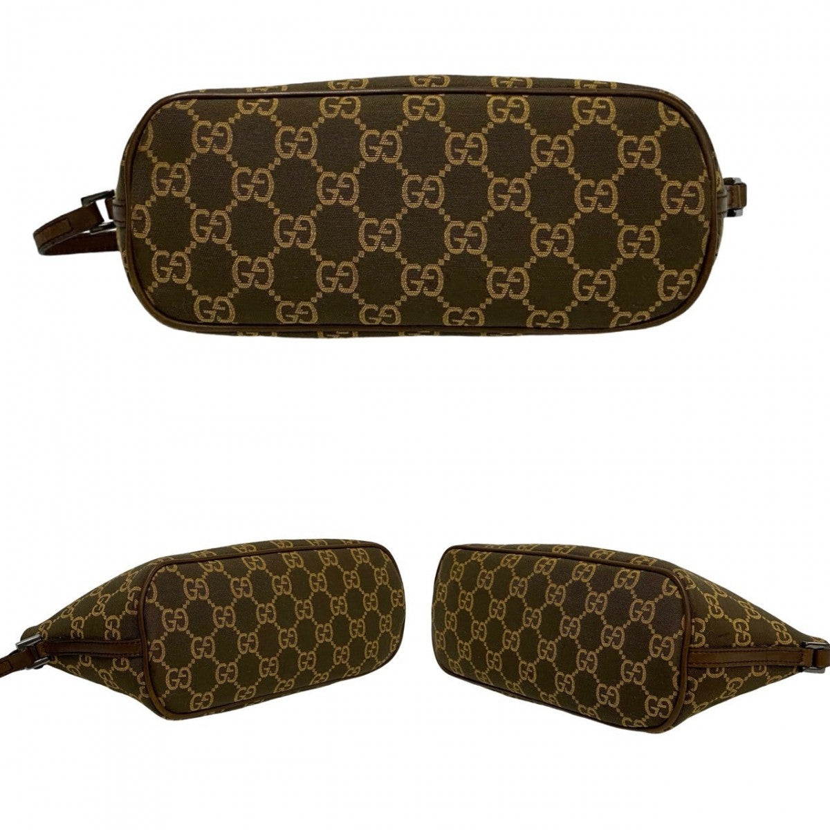 GUCCI Handbag Canvas, Leather Brown GG logo Women Used